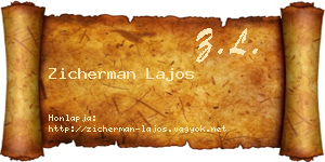 Zicherman Lajos névjegykártya